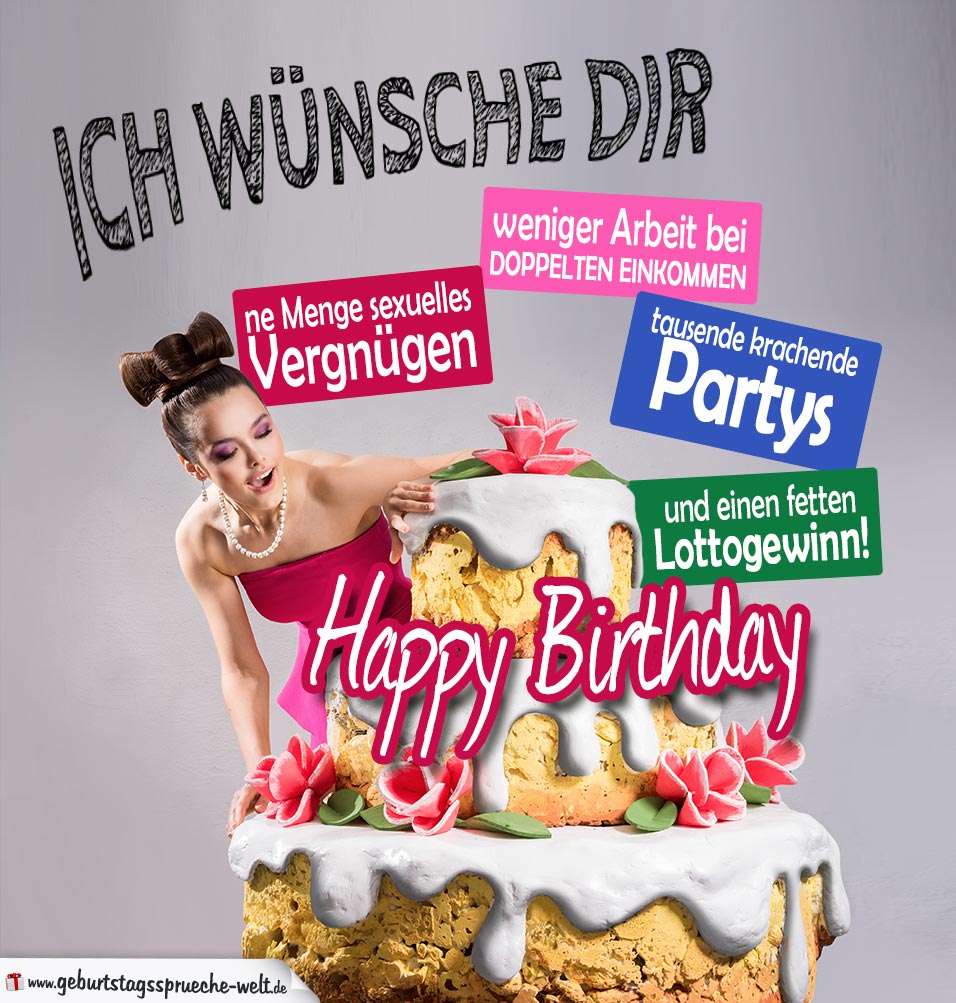 Humorvolle Karte - Große Torte zum Geburtstag - Geburtstagssprüche-Welt