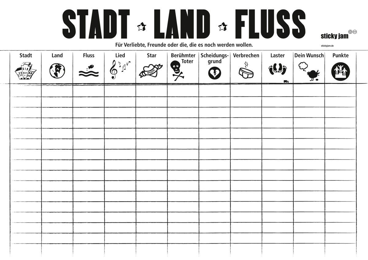 How To Play The Stadt Land Fluss Game (Mit Bildern) | Stadt mit Stadt