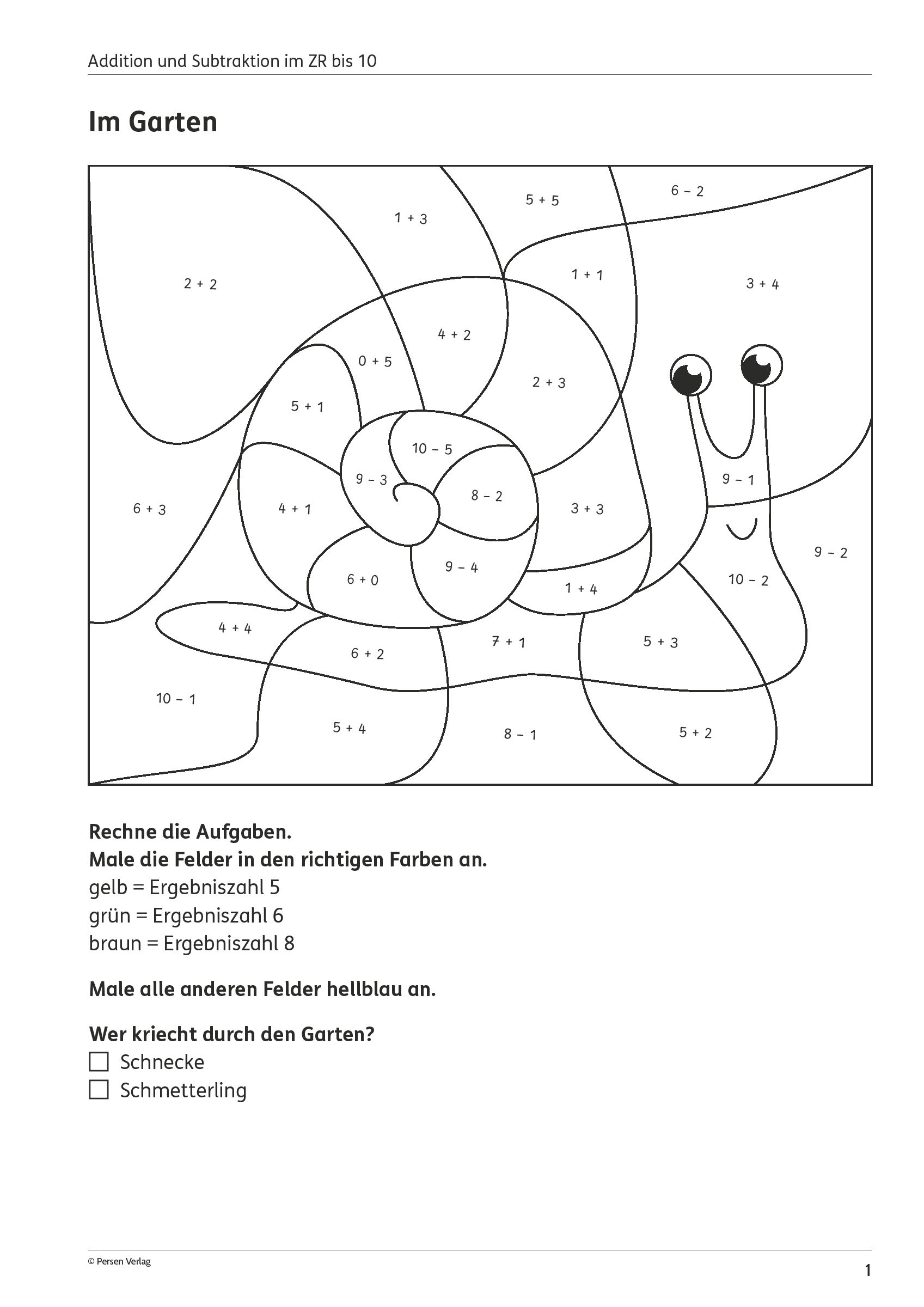 Ausmalbild Zahlen 1 10