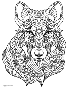 ausmalbild wolf mandala