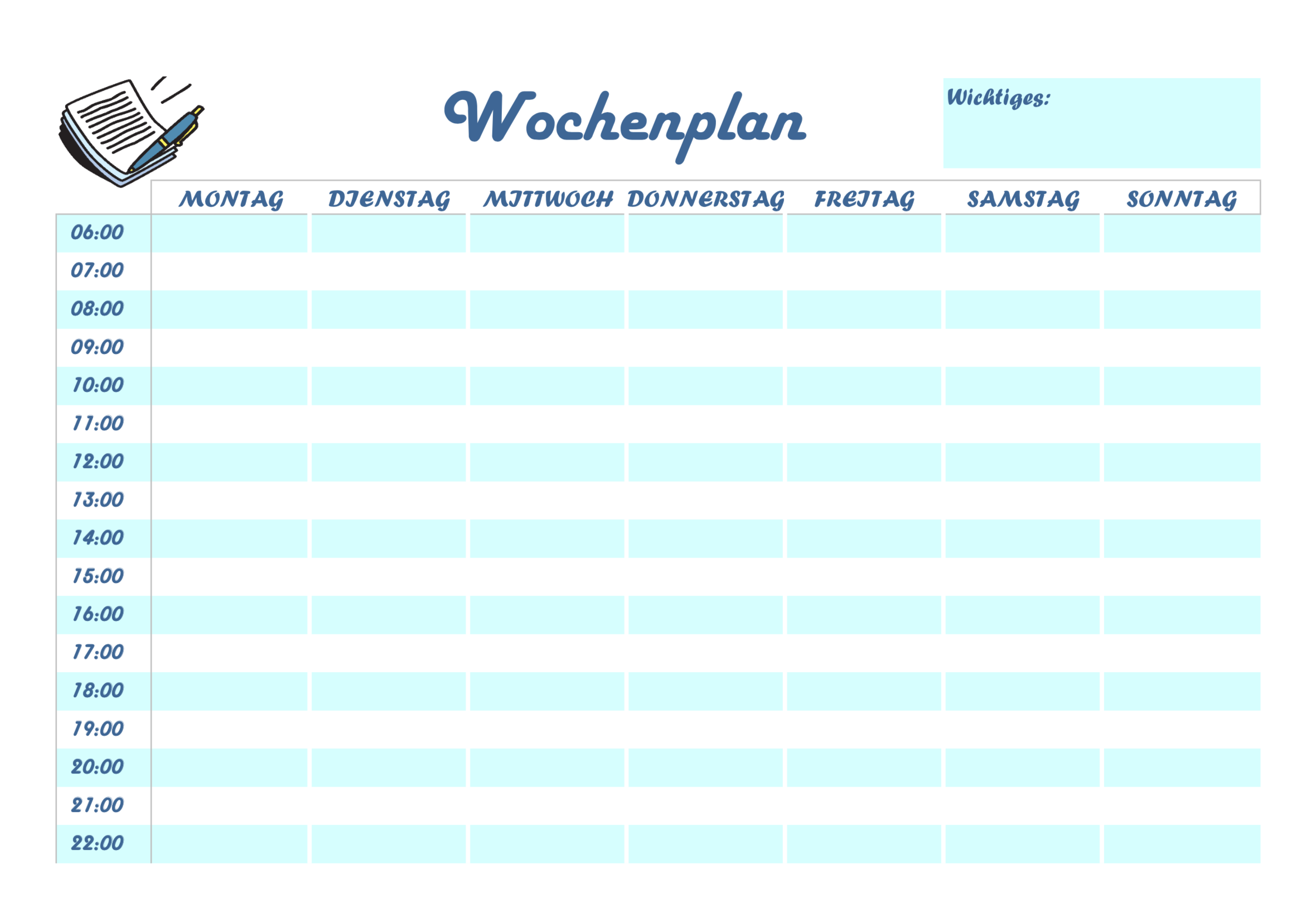 wochenplan vorlage