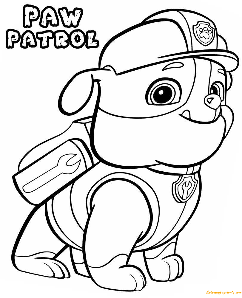 Paw Patrol Rubble Coloring Page - Free Coloring Pages Online