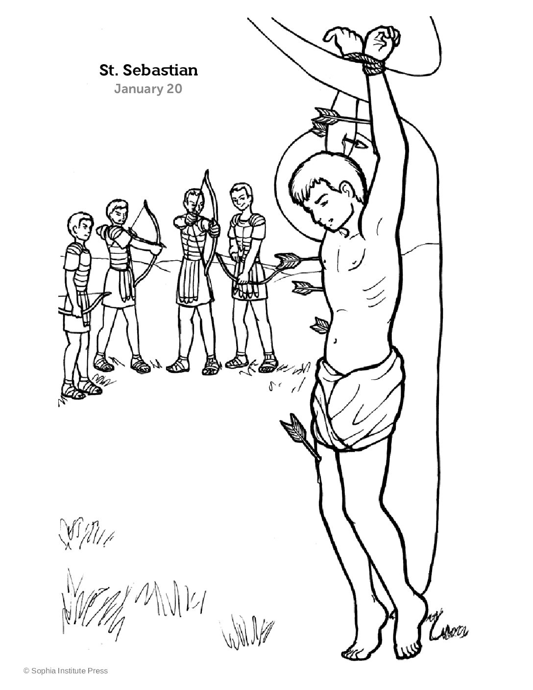 St. Sebastian Martyr, Story and Coloring Page - Sophia Teachers