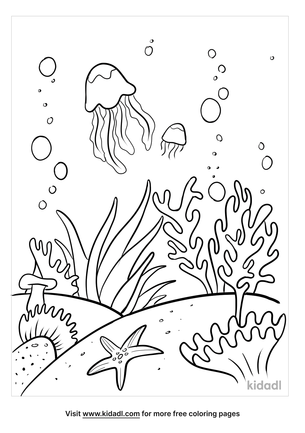 simple coral reef coloring page