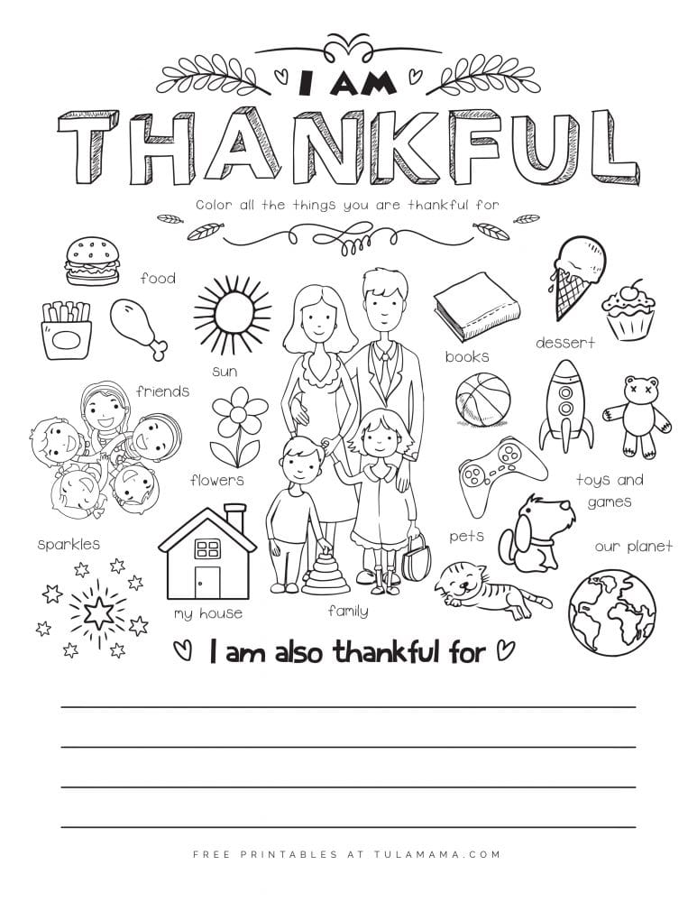 Free Printable I Am Thankful For Worksheet - Tulamama