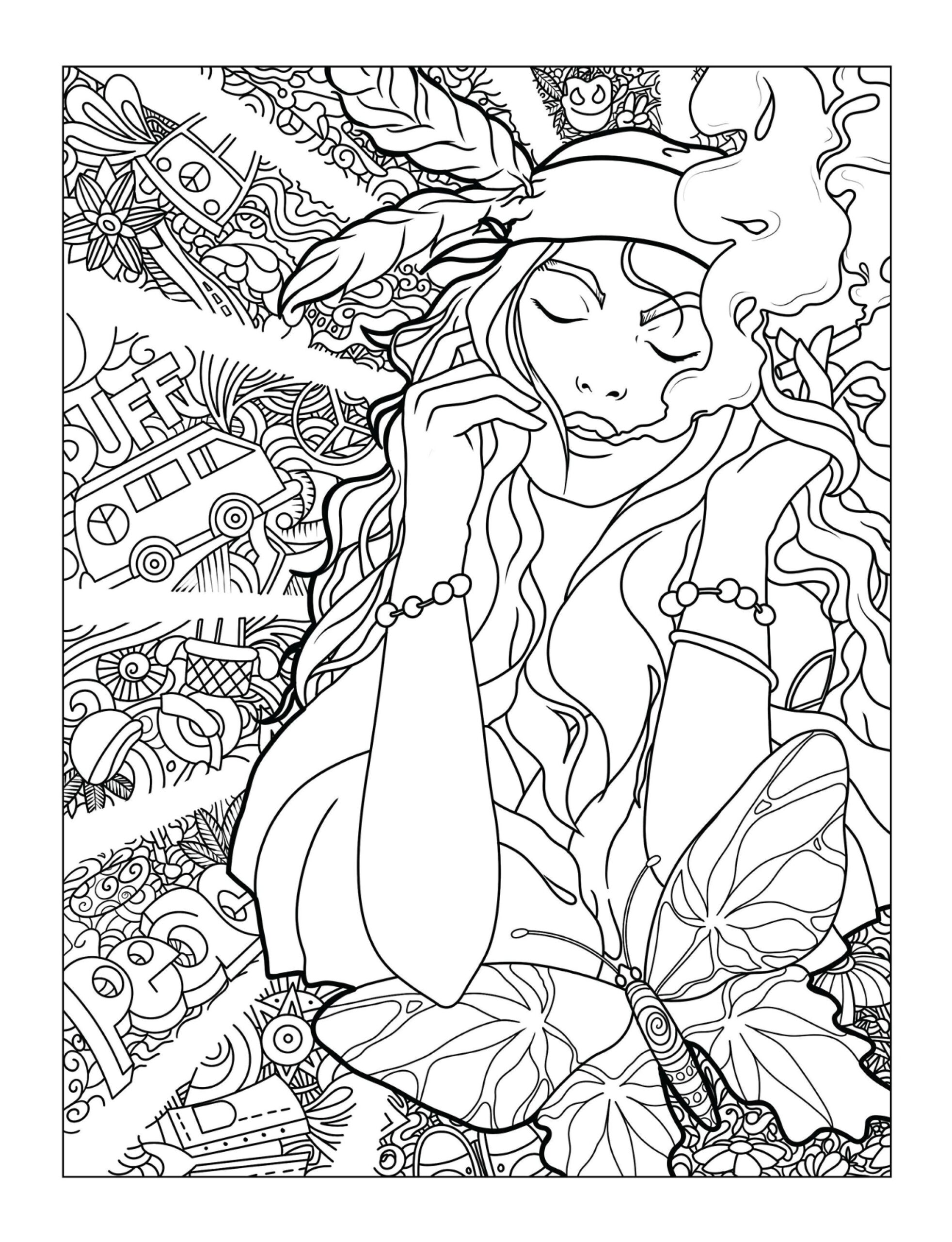 trippy mushroom coloring pages for adults