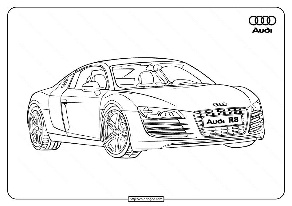 Printable Cars Audi R8 Coloring Pages