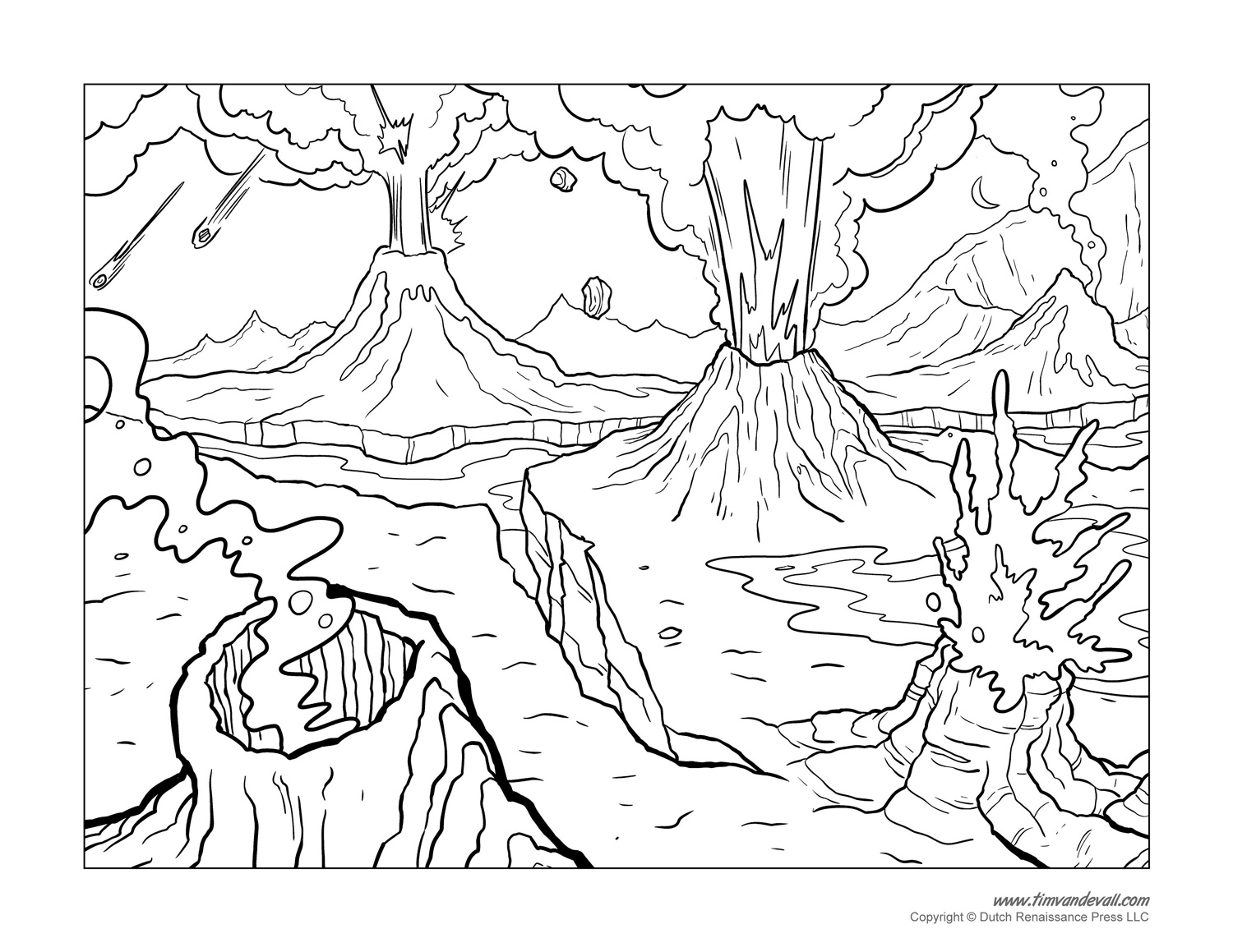 Volcano Coloring Pages