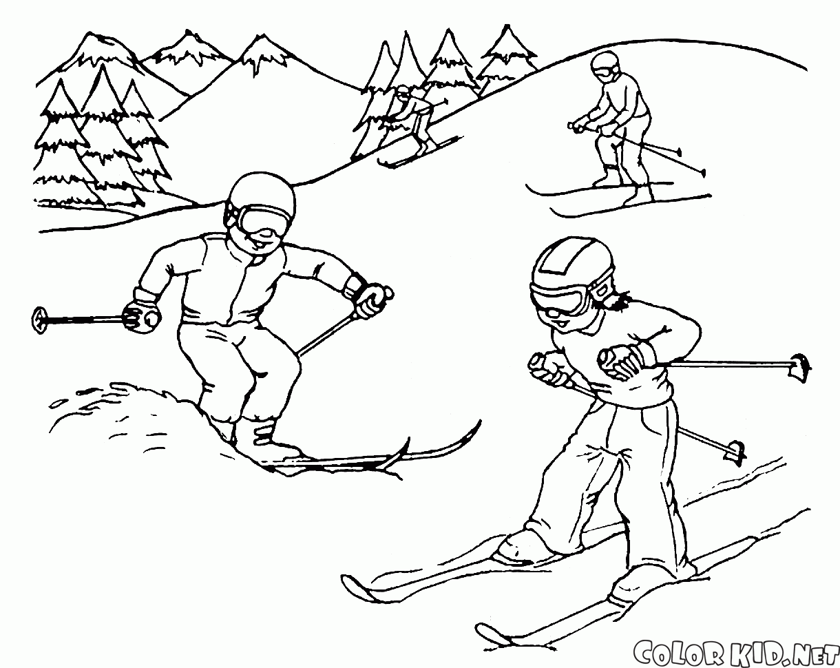 skier coloring page