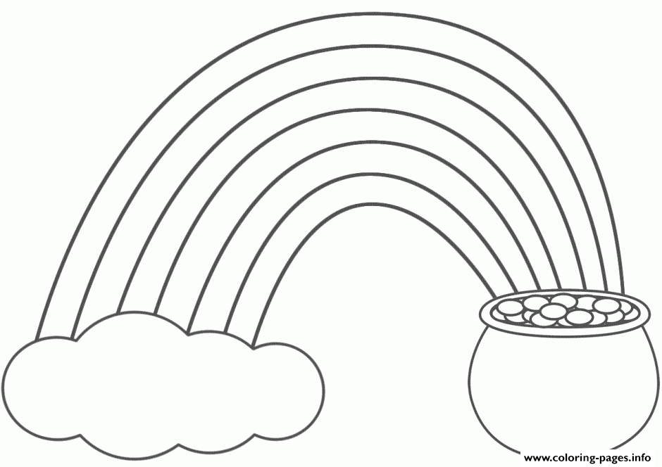 rainbow and pot of gold coloring page