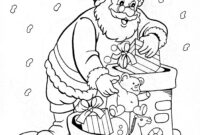 santa stuck in chimney coloring page