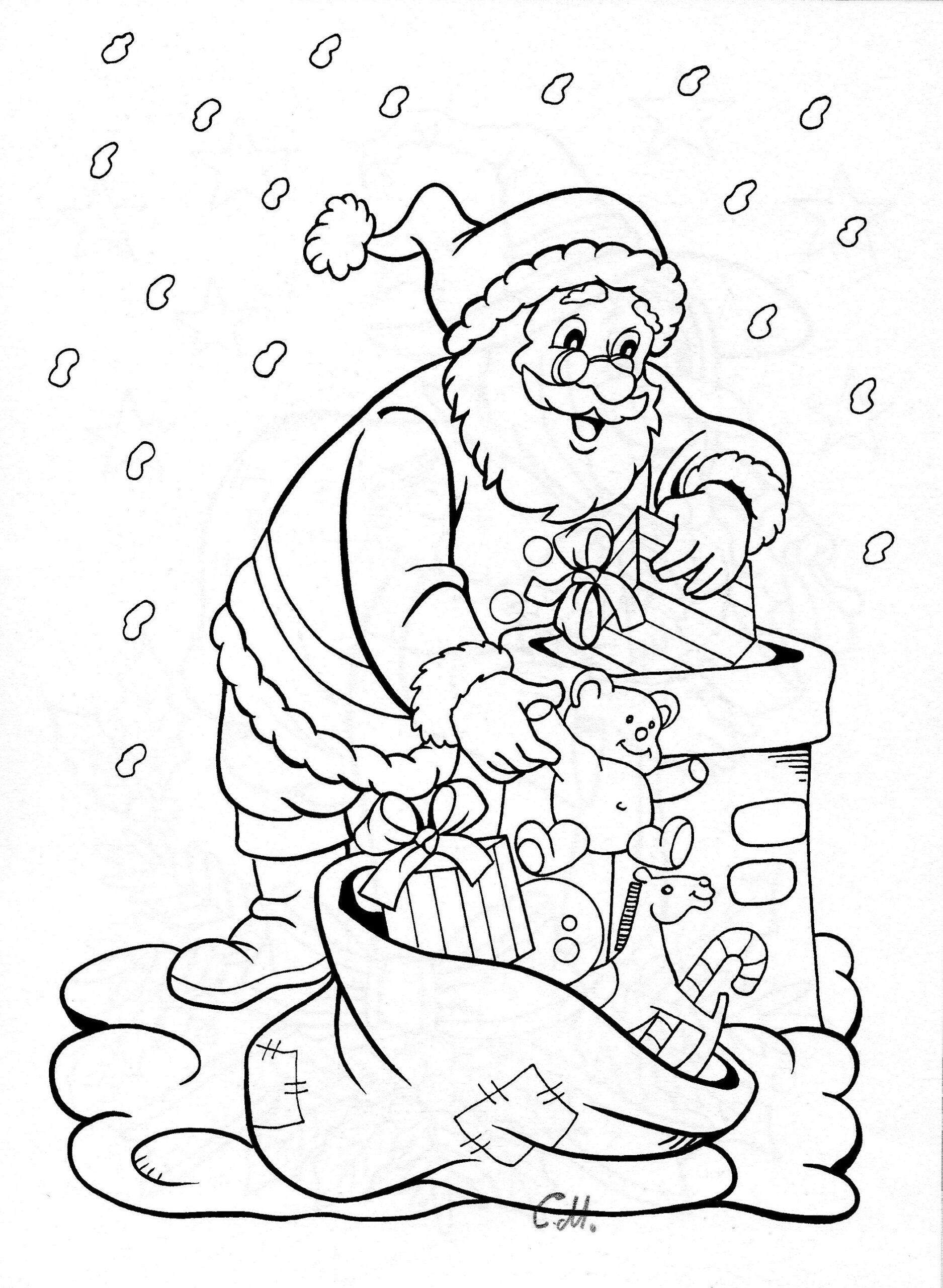 santa stuck in chimney coloring page