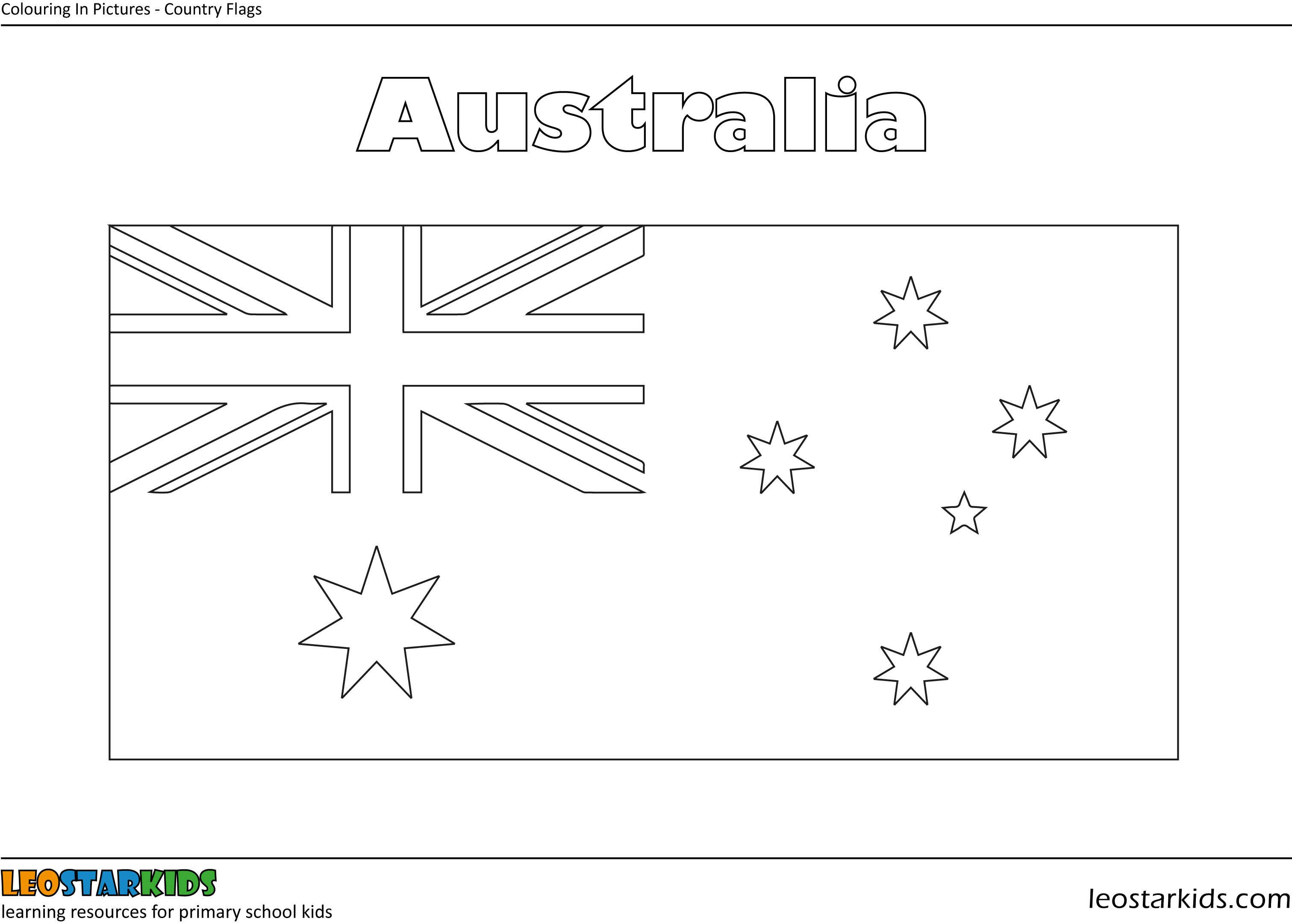 Colouring In -Australia-flag - LEOSTARKIDS