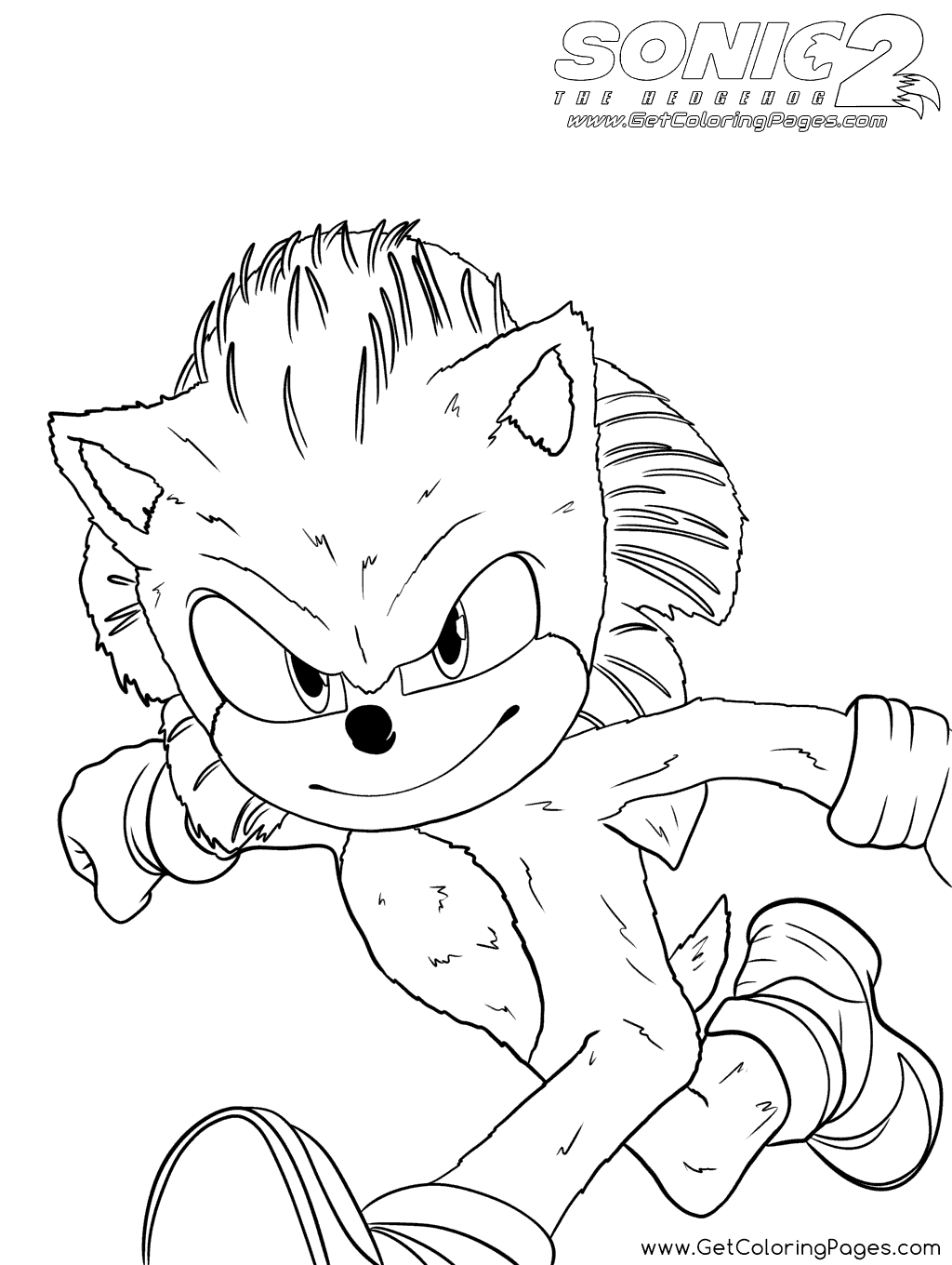 Sonic in Sonic the Hedgehog 2 Coloring Page - Free Printable Coloring Pages