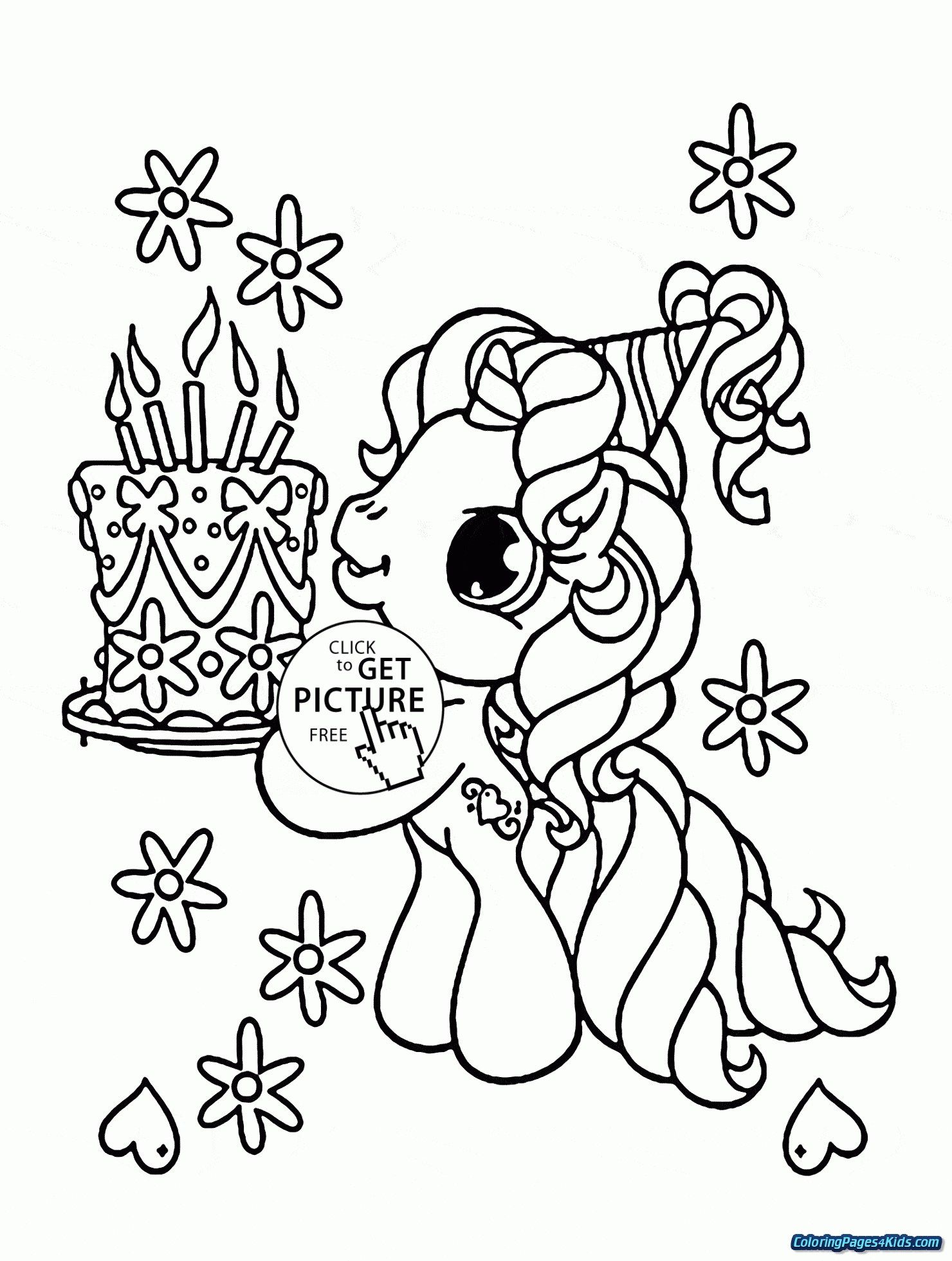 unicorn happy birthday coloring page