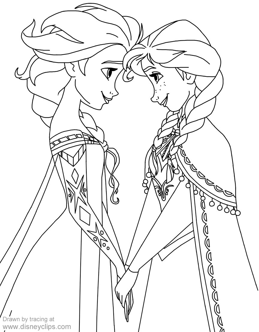 Coloring page of #Anna and #Elsa from #Frozen | Elsa coloring pages