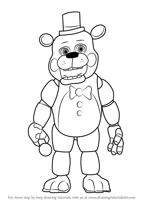 How to Draw Toy Freddy Fazbear from Five Nights at Freddy's (Five