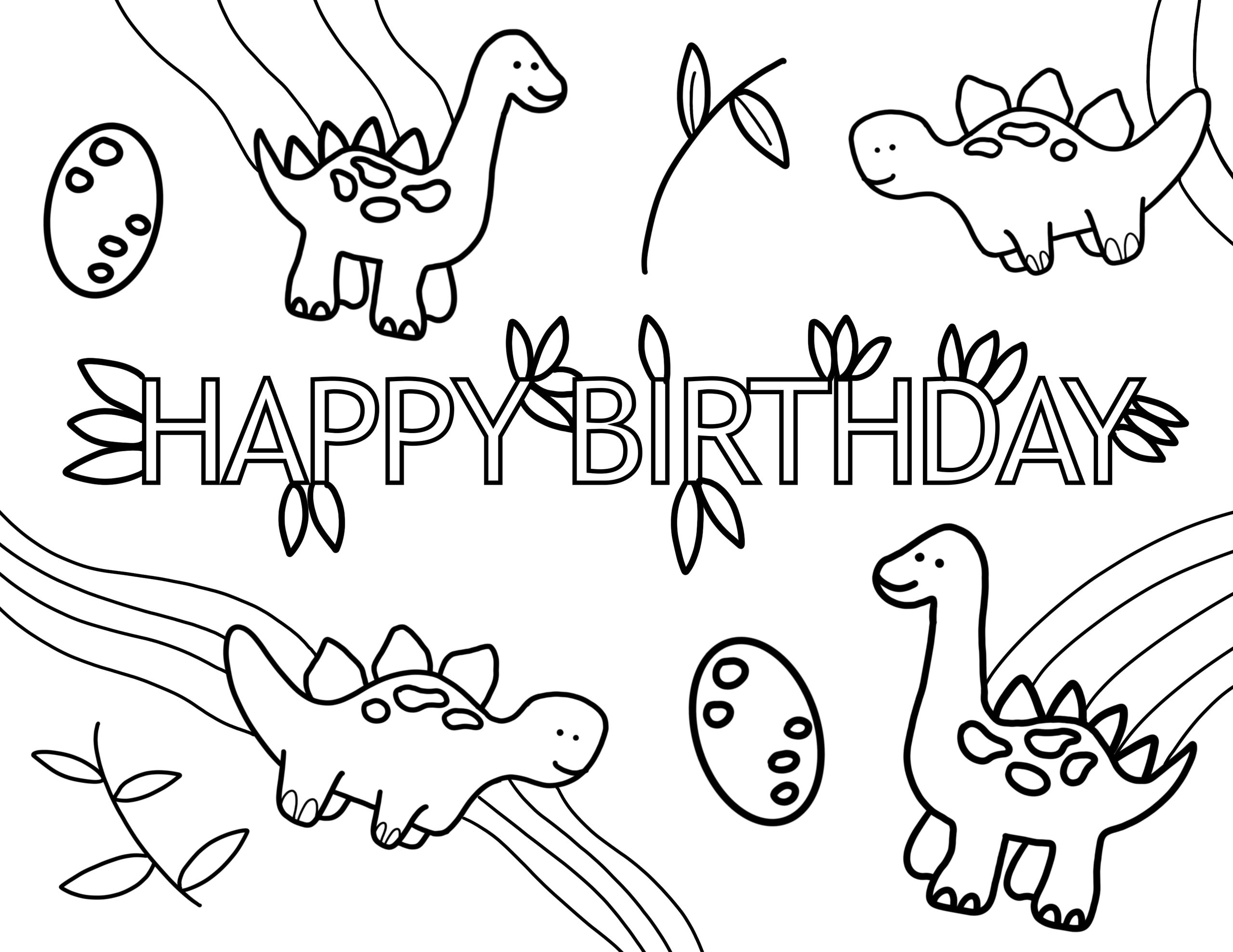 printable dinosaur birthday coloring pages