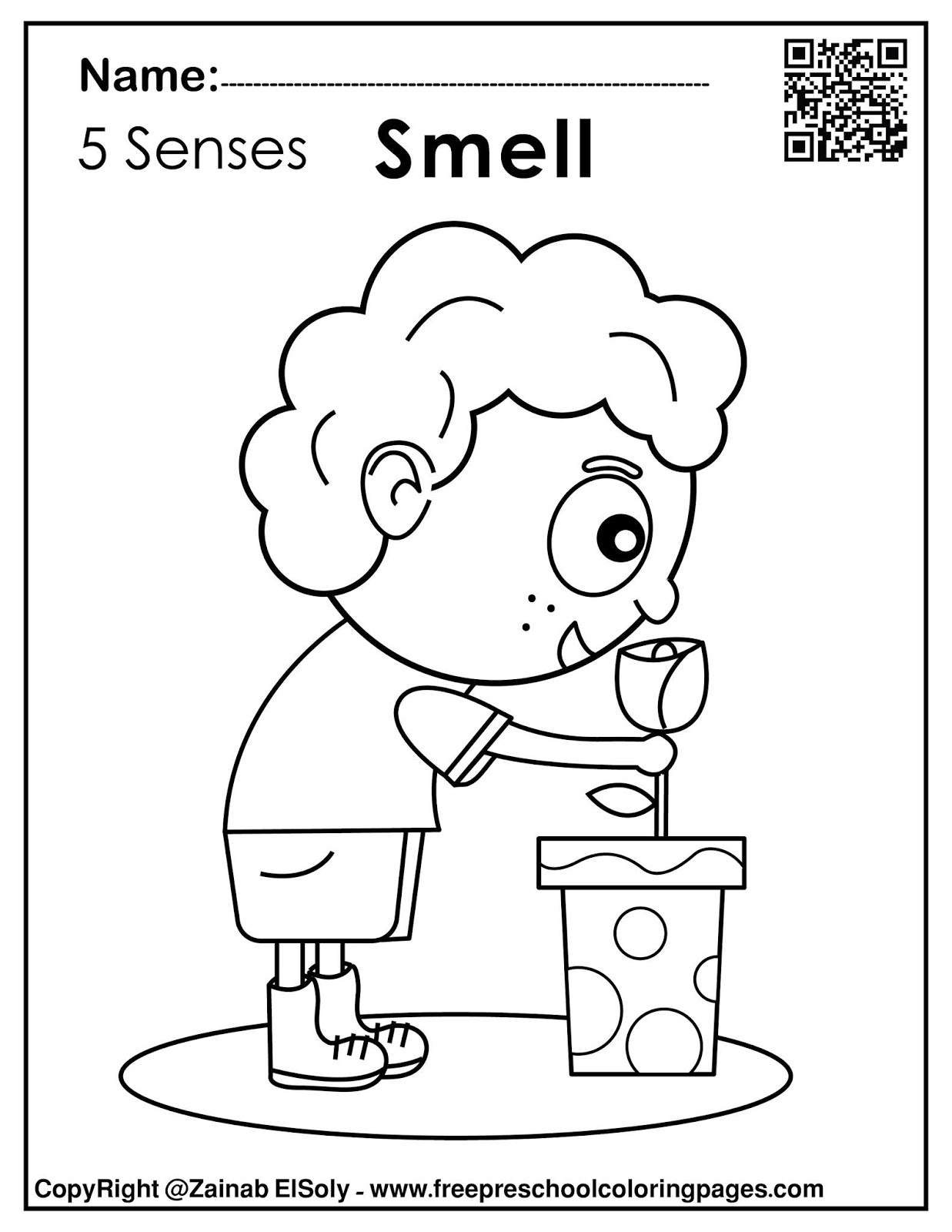 5 senses coloring pages free