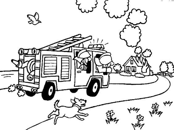 Ausmalbilder Feuerwehr - Kinder-malvorlagentv.com | Firetruck coloring