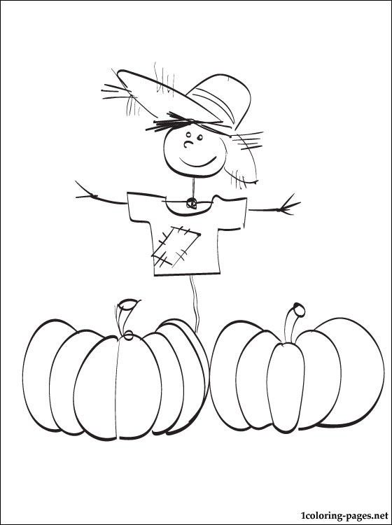 pumpkin scarecrow coloring page