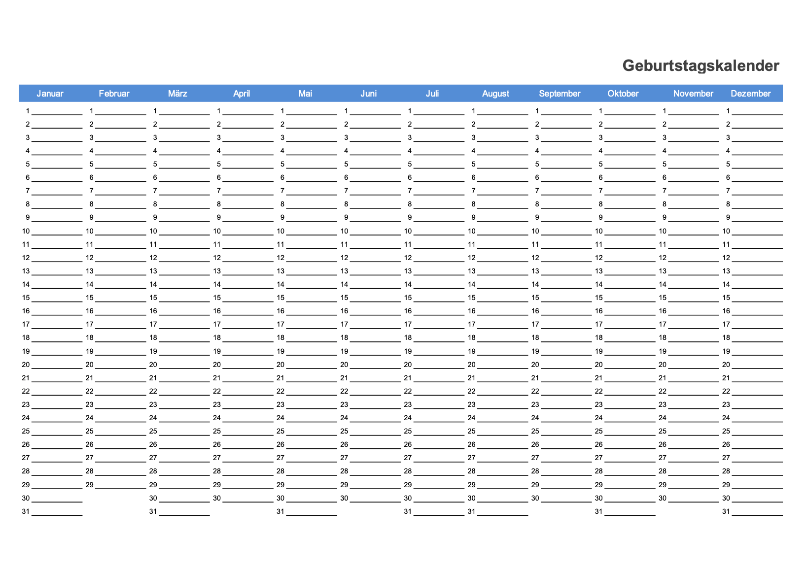 geburtstagskalender zum ausdrucken word