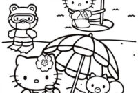 summer hello kitty coloring pages