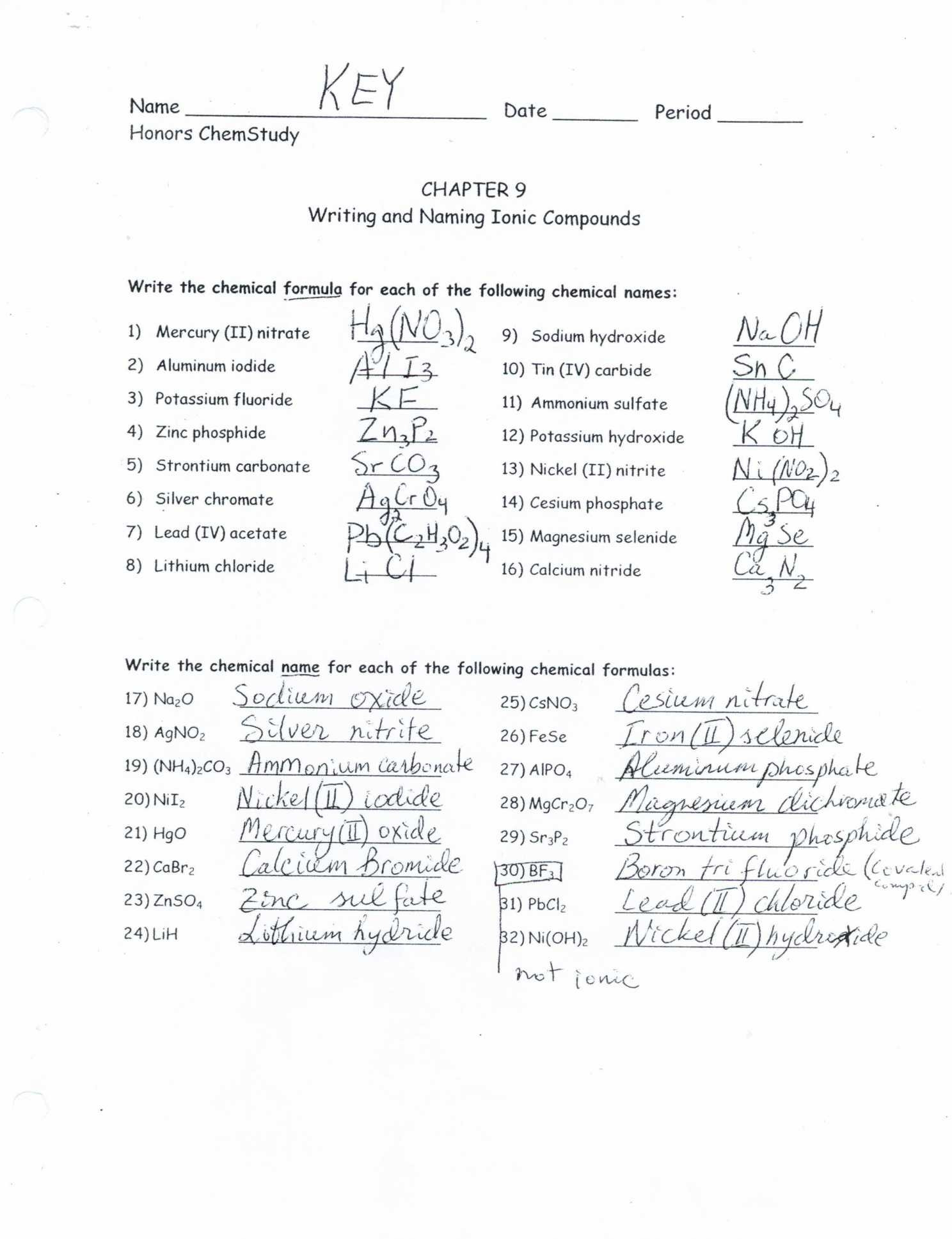 ionic compounds coloring page answer key