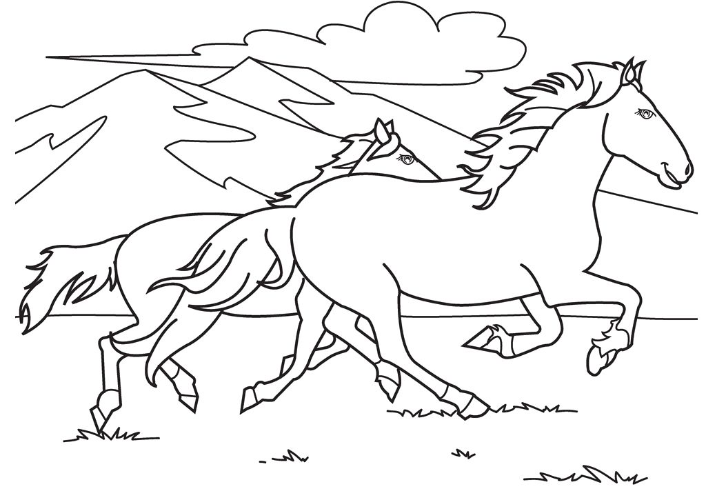 Horse Running Coloring Pages - Coloring Home