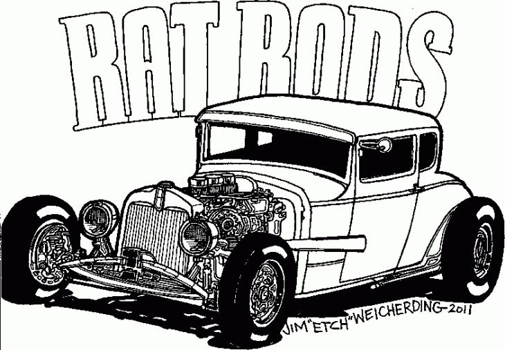 street rod hot rod coloring pages