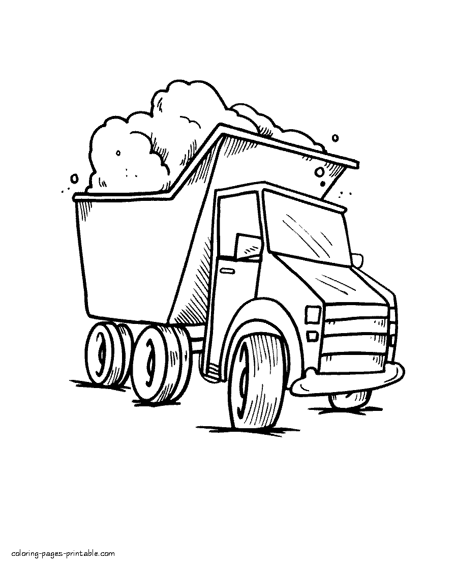 Small dump truck coloring page || COLORING-PAGES-PRINTABLE.COM