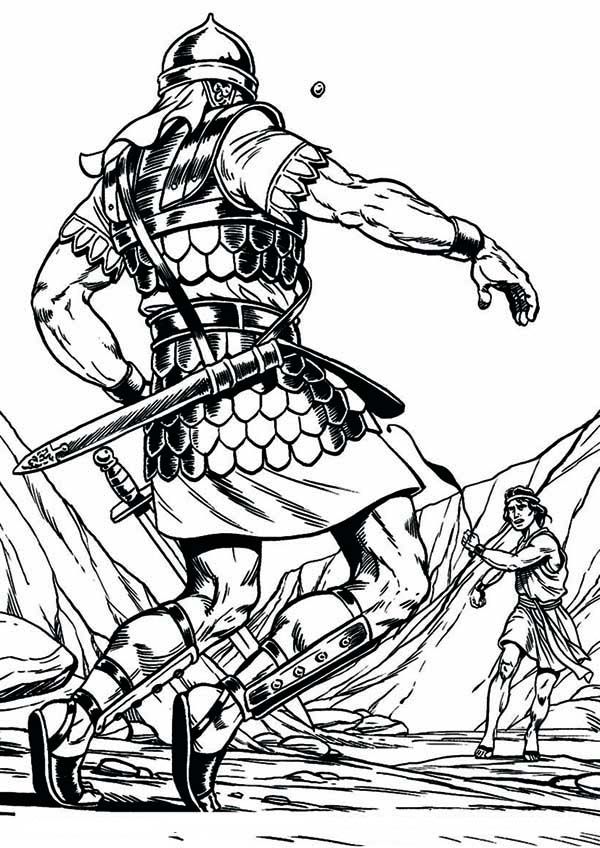 david and goliath coloring page free