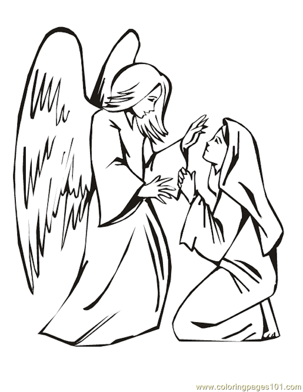 an angel visits mary coloring page