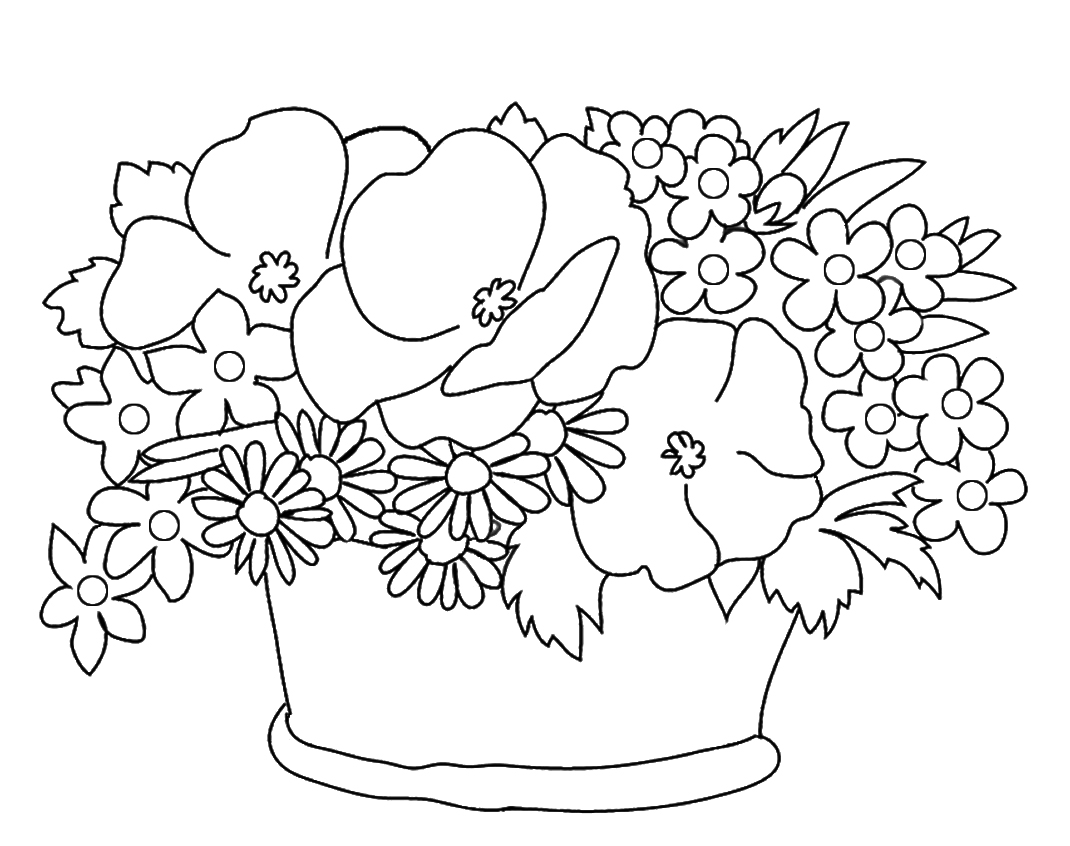 basket of flowers coloring page