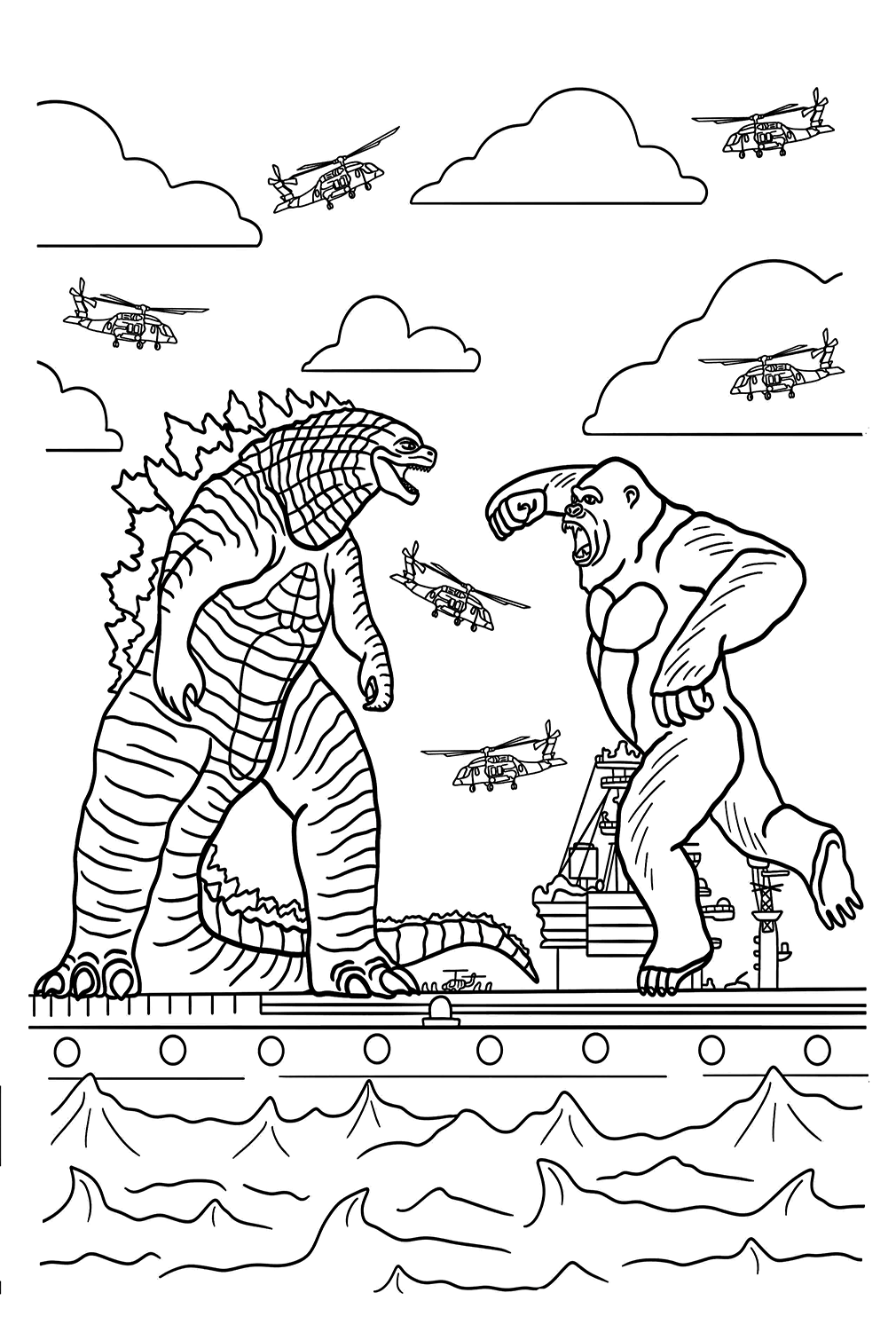 kong vs godzilla coloring pages