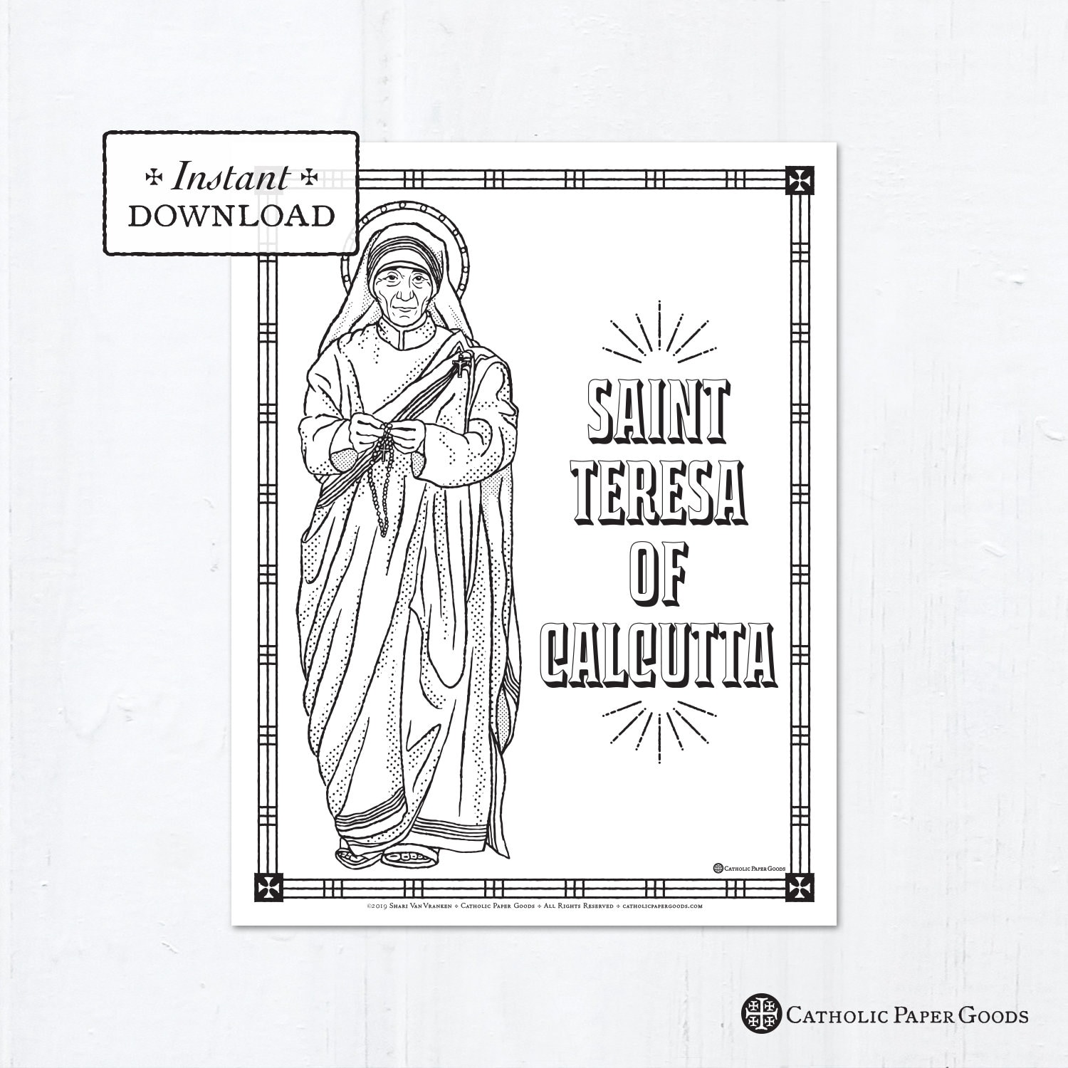 saint teresa of calcutta coloring page