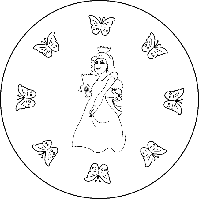 Ausmalbilder zum Ausdrucken: Ausmalbilder Mandalas Prinzessin