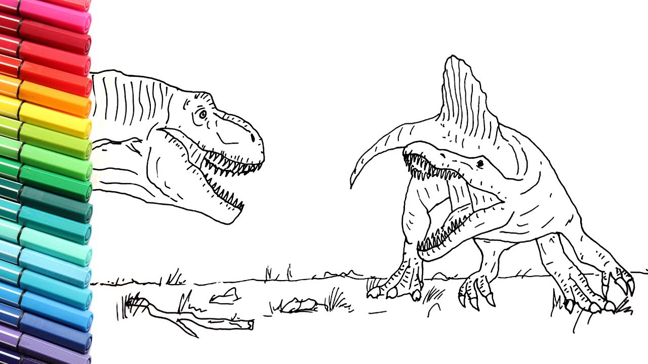 spinosaurus vs t rex coloring pages