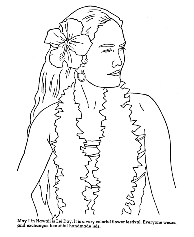 hawaiian theme coloring pages