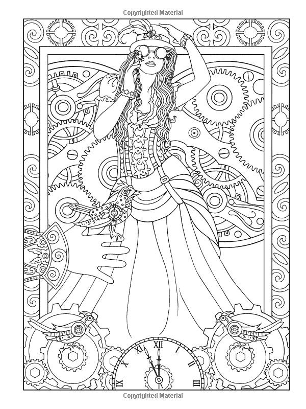 steampunk gothic coloring pages for adults