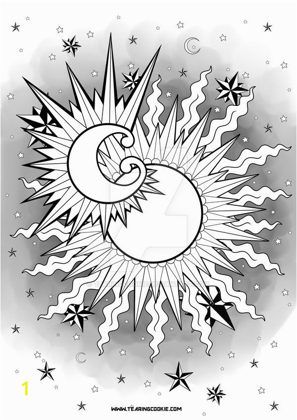 printable sun and moon coloring pages for adults