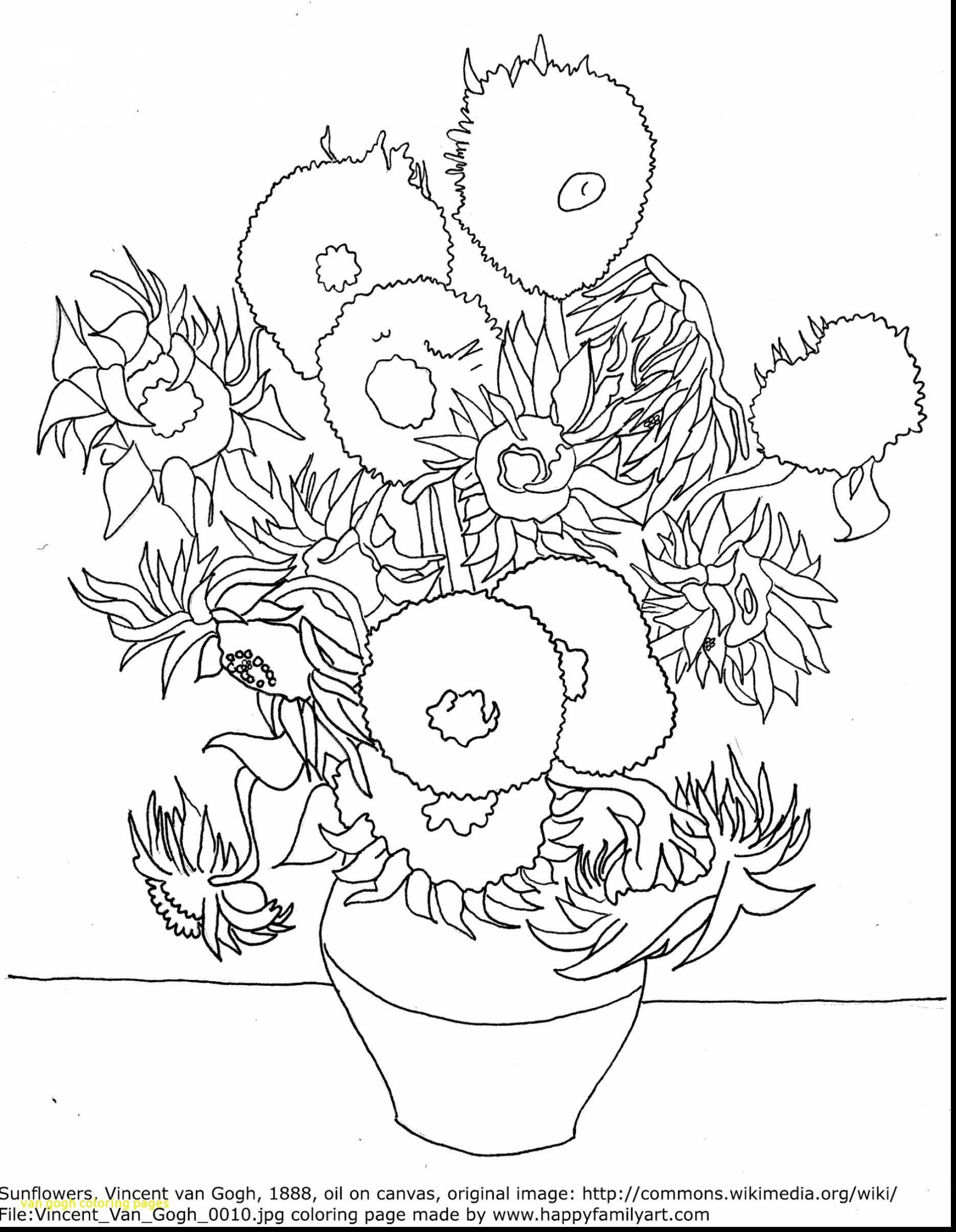 van gogh sunflowers coloring page