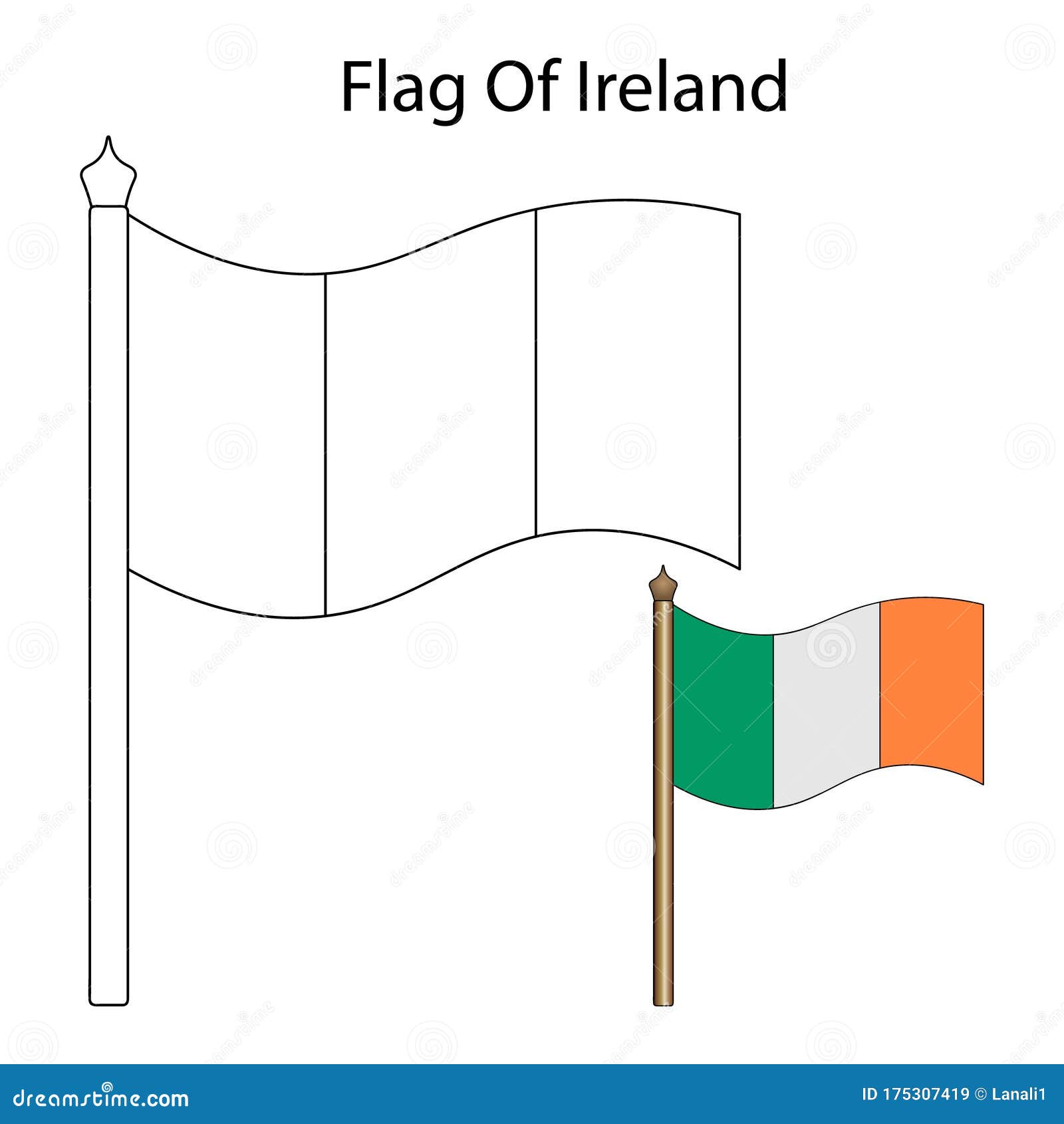 Vector Illustration of the National Flag of Ireland. Coloring Book for