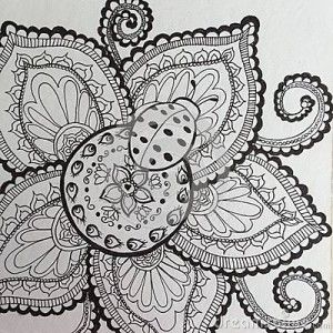 ladybug spring mandala coloring pages (13) | Ink pen drawings, Ink