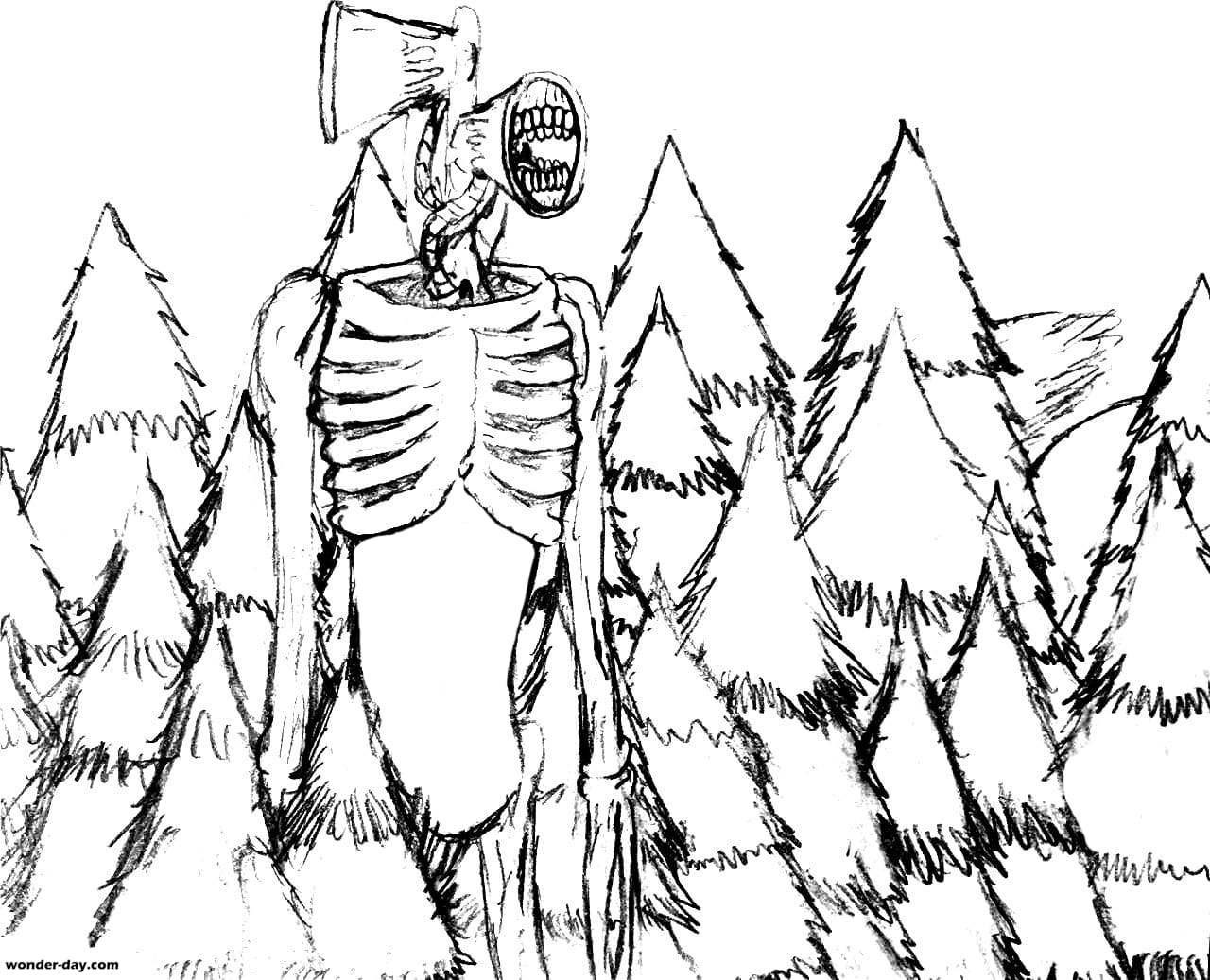 sirenhead coloring page