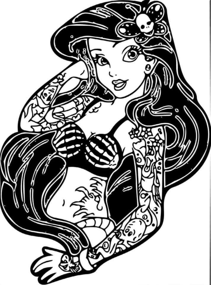 emo punk disney princess coloring pages