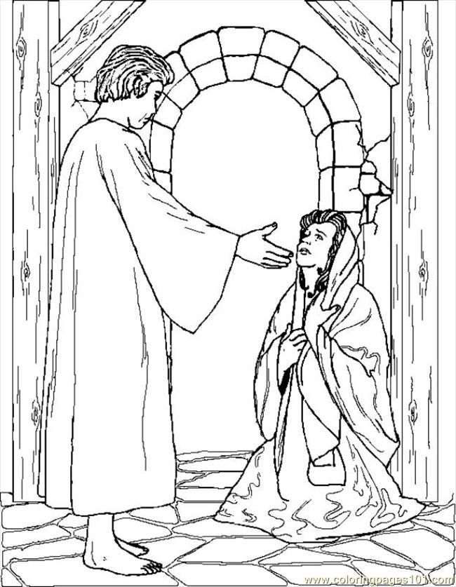 Mary And The Angel Coloring Page - Coloring Home