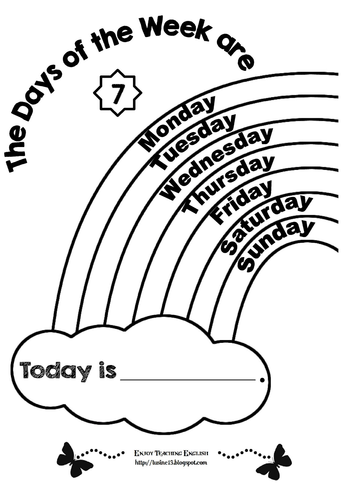 days of the week coloring page