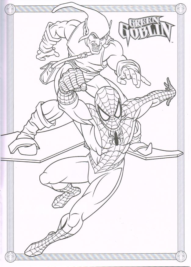 spiderman green goblin coloring pages