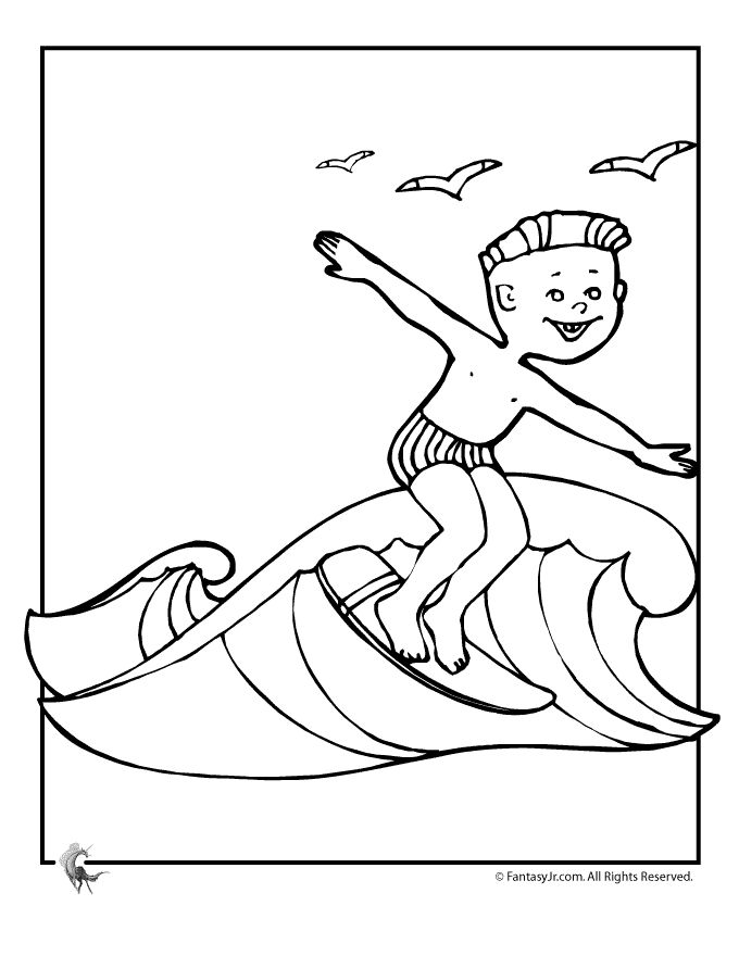 surfer coloring page